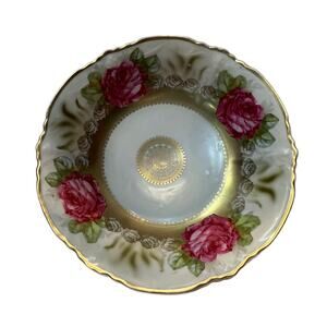 VTG Leuchtenberg CALS Pink Roses with Gold Trim Medallion 10" X 2.5"Circa 1800's